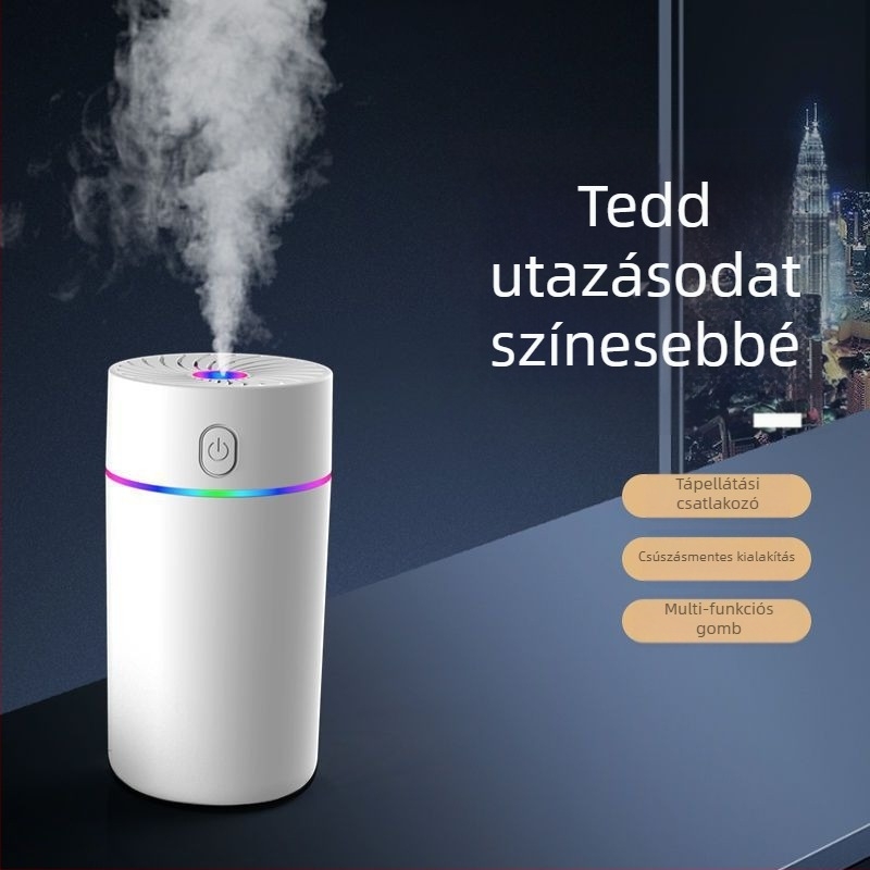 Autóban használható levegő párásító aromaterápiával, mini atomizátor és purifikátor, 3 párás kimenet, víztartály >10 L, száraz elemről működik, feszültség ≤36 V
