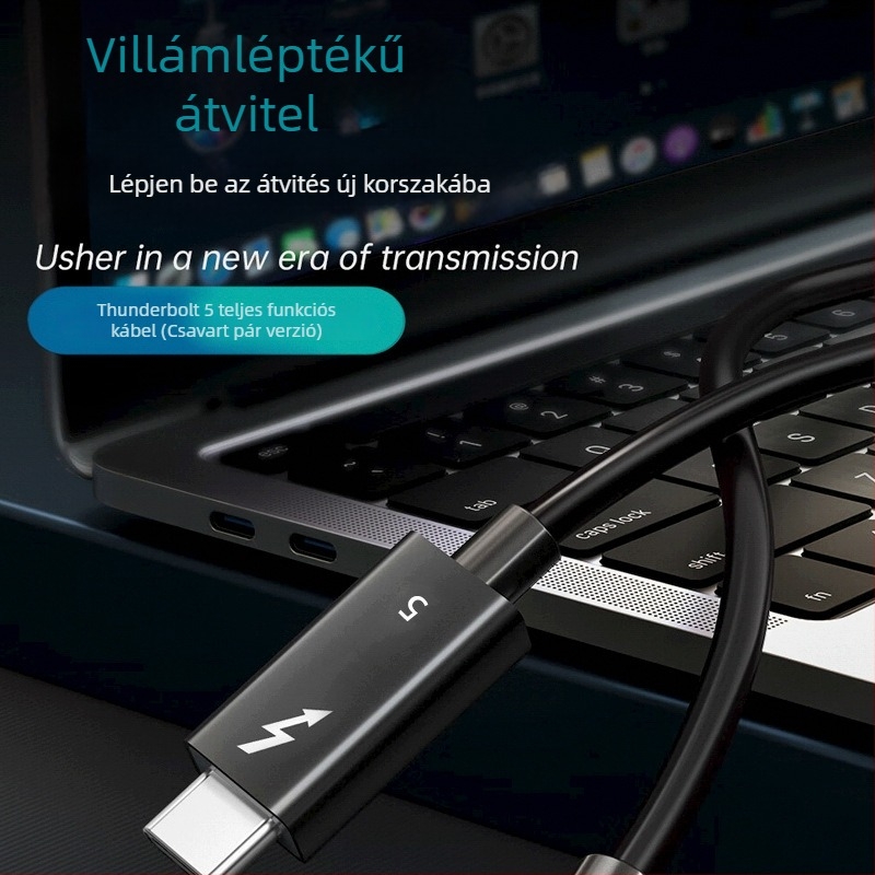 Thunderbolt 5 Type-C adatkábel, 80 Gbps, 8K60Hz, 240W gyors töltés