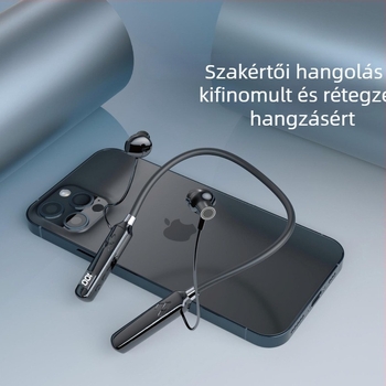 Nyakpántos Bluetooth fülhallgató, valódi vezeték nélküli, sztereó hangzás, Bluetooth 5.0, 10 m hatótávolság, 4–8 órás üzemidő, vízálló
