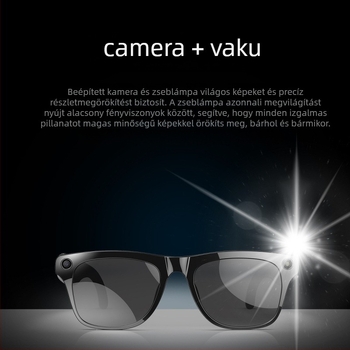 Okos szemüveg 1 MP kamerával, fordítás és objektumfelismerés, fejre szerelhető, 260 mAh akkumulátor