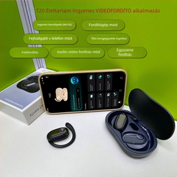 Kereskedelmi fordító fülhallgató — 165 nyelv támogatott, Bluetooth 5.4, fülhorgos kialakítás, Windows/iOS/Android kompatibilis, 50 mAh akkumulátor