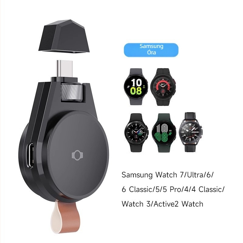 Samsung órákhoz készült vezeték nélküli töltőállvány — USB-C csatlakozó, mágneses forgó PD töltés, hordozható, modell SKW-02