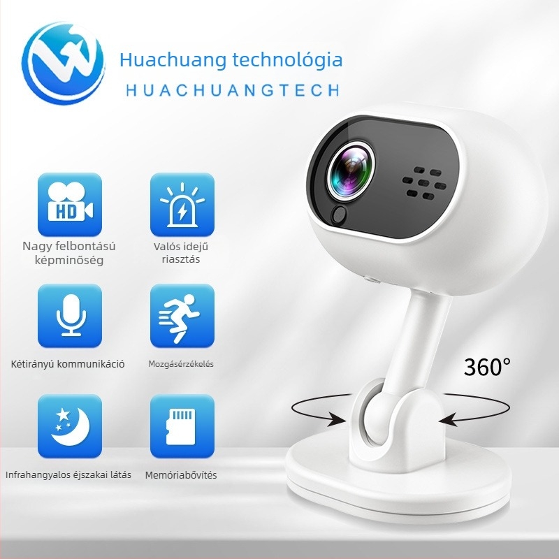 A4 Wi-Fi biztonsági kamera 1080p éjszakai látással és kétirányú interkommal, TF-kártya tárhely