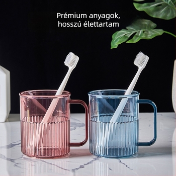 Szájöblítő pohár és fogkefés pohár – nordic stílusú, csíkos dizájn, PP anyag, modell 150, márka Happy Home Furnishing, háztartási használatra