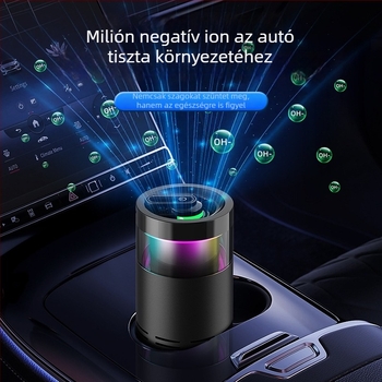 Autó belső levegőtisztító HEPA-kompozit szűrővel és negatív ionokkal — Modell K-3, USB táplálás, 2W, negatív ionok koncentrációja 500, akár 10 m²-ig
