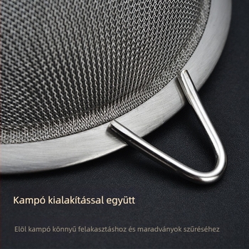 304 rozsdamentes acélból készült nagy szita szójatej, pép, gyümölcslé és liszt szűrésére; magas sűrűségű háló; egykampós kampó; hővédő; testreszabható