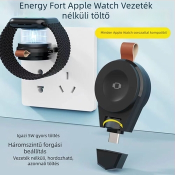 YINFISH Apple Watch töltő, USB-C interfész, hordozható 2 az 1-ben töltő Apple Watchhoz