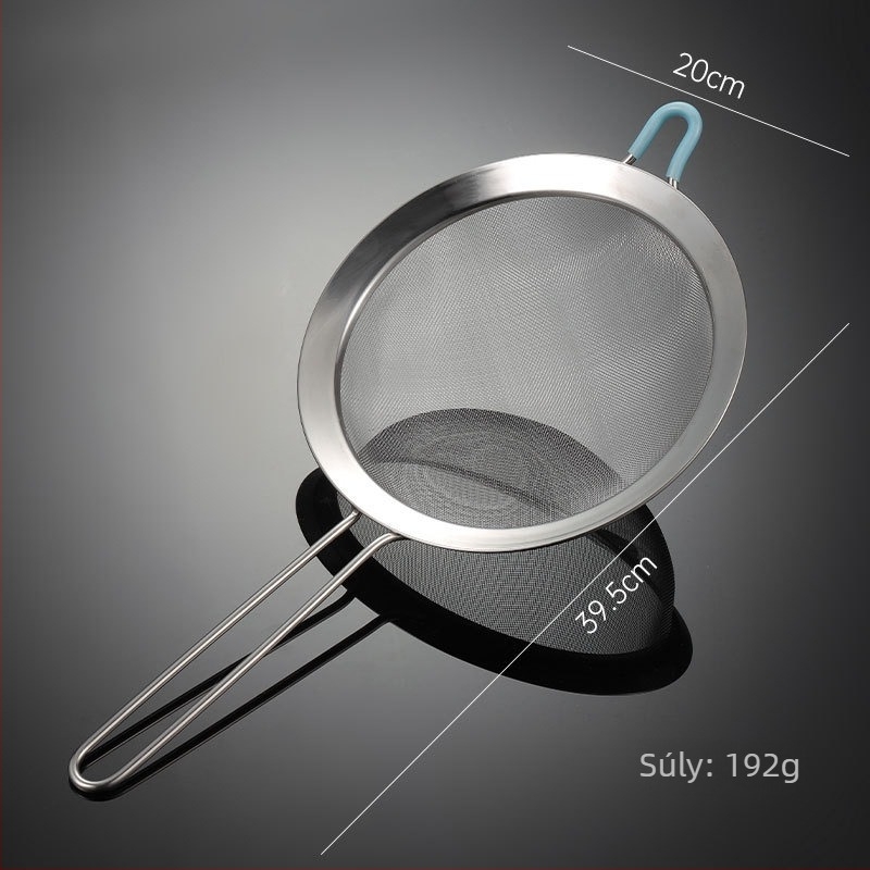 304 rozsdamentes acél kézi liszt szitáló szita, szűrőhálóval, hőálló, egyedi logó nyomtatás elérhető