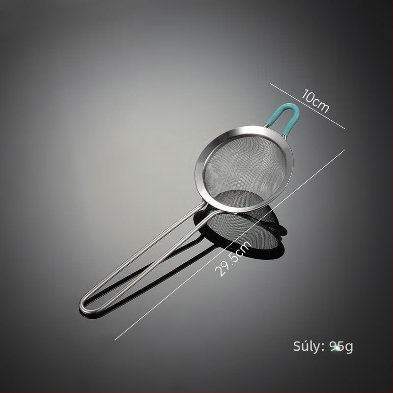 304 rozsdamentes acél kézi liszt szitáló szita, szűrőhálóval, hőálló, egyedi logó nyomtatás elérhető