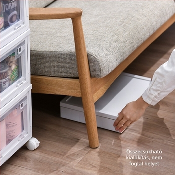 Összecsukható tároló doboz fedéllel és kerekekkel, japán stílusú, PP+POM műanyag, snap-zárás