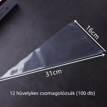 Dekoráló zacskók készlet, 100 db, háromszög alakú nyomózsák süteményekhez, krémhez és babpasztához, sűrített élelmiszer-minőségű anyag