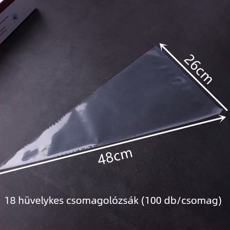 Dekoráló zacskók készlet, 100 db, háromszög alakú nyomózsák süteményekhez, krémhez és babpasztához, sűrített élelmiszer-minőségű anyag