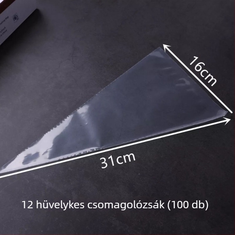 Dekoráló zacskók készlet, 100 db, háromszög alakú nyomózsák süteményekhez, krémhez és babpasztához, sűrített élelmiszer-minőségű anyag