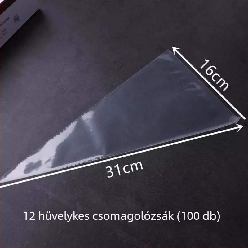 Dekoráló zacskók készlet, 100 db, háromszög alakú nyomózsák süteményekhez, krémhez és babpasztához, sűrített élelmiszer-minőségű anyag
