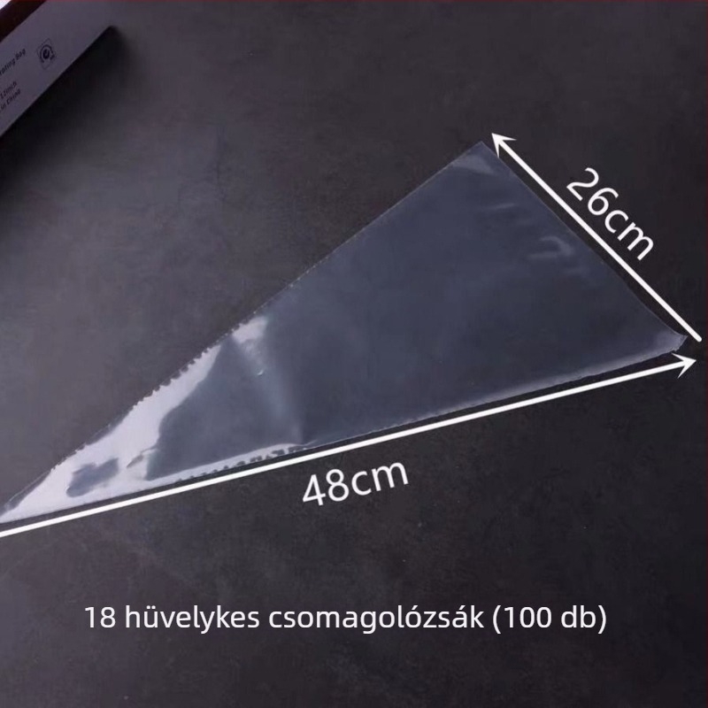 Dekoráló zacskók készlet, 100 db, háromszög alakú nyomózsák süteményekhez, krémhez és babpasztához, sűrített élelmiszer-minőségű anyag