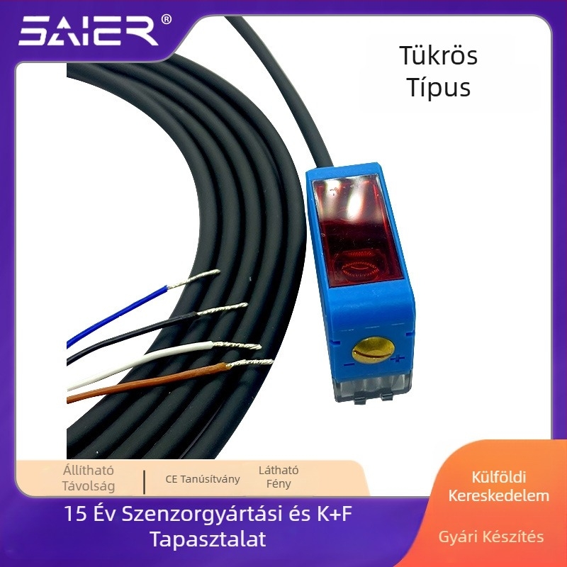 SAIER fotóelektronikus kapcsoló – négyzet alakú, infravörös, diffúz visszaverődés, háttérszűrés, 30 cm érzékelési tartomány