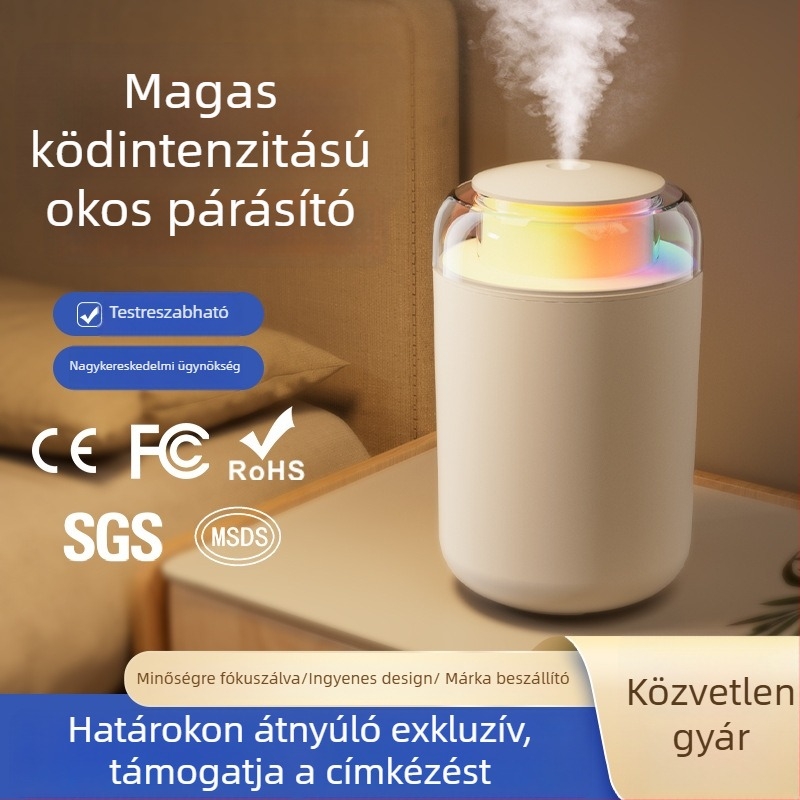 Otthoni párásító, kompakt oszlopos kialakítás, csendes működés, USB tápegység, 1,0–2,5 L tartály, 41–60 m²-hez