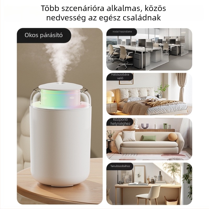 Otthoni párásító, kompakt oszlopos kialakítás, csendes működés, USB tápegység, 1,0–2,5 L tartály, 41–60 m²-hez