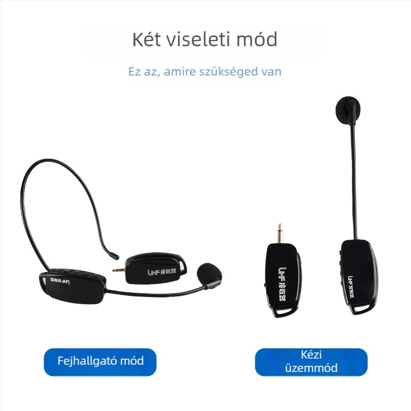 Tanítási fejhallgató mikrofon (modell W-01) vevővel és adapterrel, 100 Hz–20 kHz gyakorisáktartomány, SNR ≥75 dB, beépített akkumulátor, üzemidő 12 órán felül