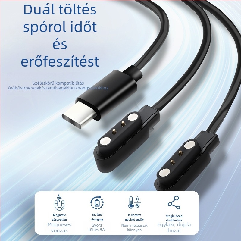 Mágneses USB töltőkábel okos szemüveghez, órához és karkötőhöz – egy-kettő, 4.0-12.3 kompatibilis, Rising Sun márka