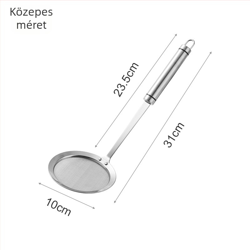 304 rozsdamentes acélból készült, ultrafin hálóval, sík aljzattal rendelkező szűrő – kettős fogantyú, égés elleni védelem (304; ultrafin háló; sík alj; kettős fogantyú; égés elleni védelem)