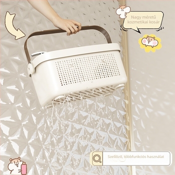 Nagy PP anyagú fürdőszobai akasztós kosár tusfürdő és kozmetikumok tárolására