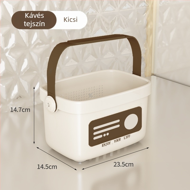 Nagy PP anyagú fürdőszobai akasztós kosár tusfürdő és kozmetikumok tárolására