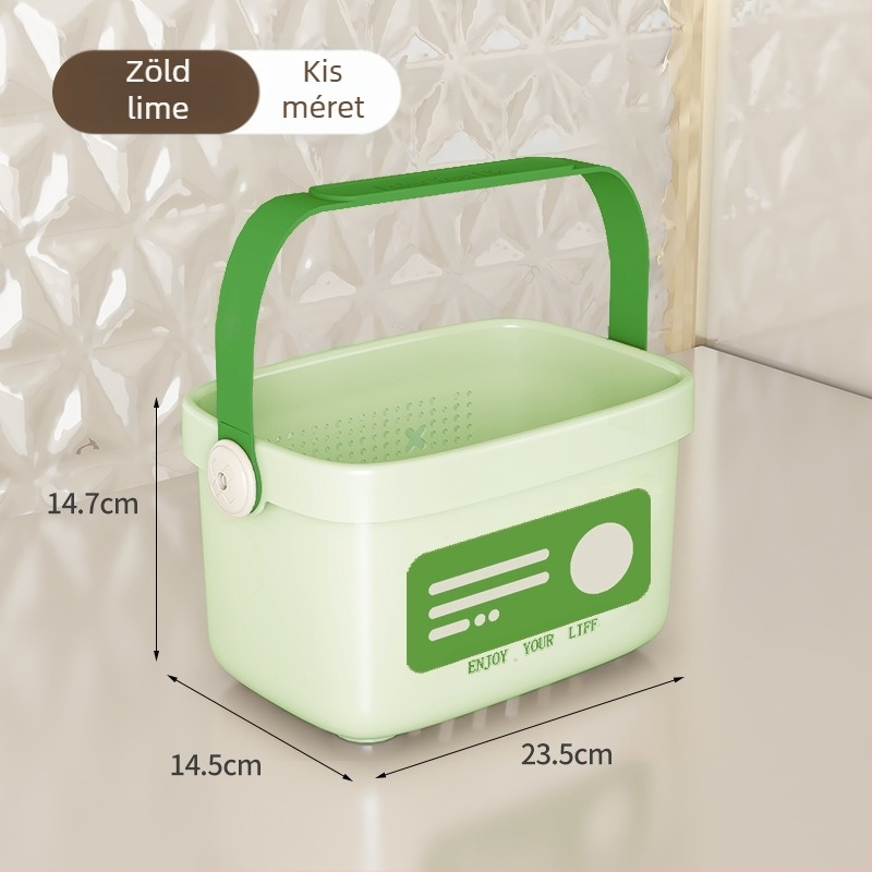 Nagy PP anyagú fürdőszobai akasztós kosár tusfürdő és kozmetikumok tárolására