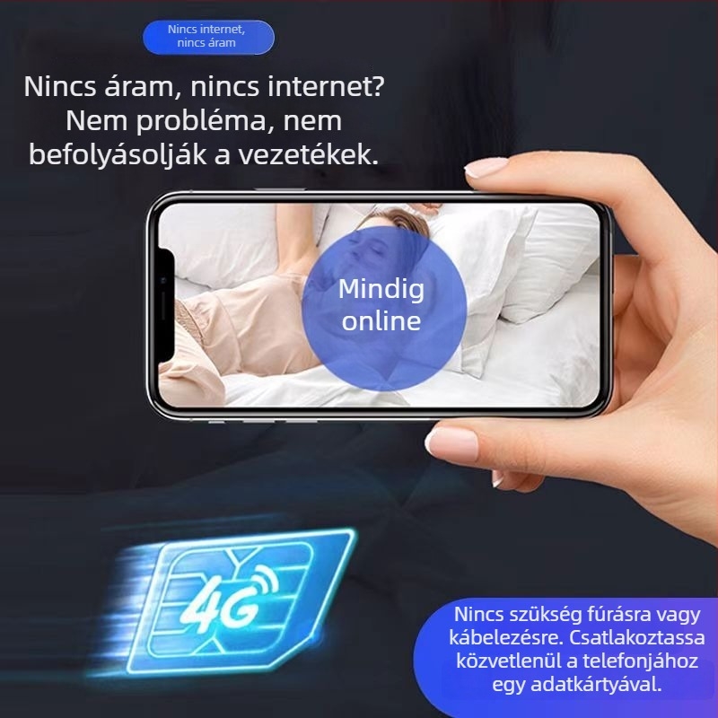 Töltés nélkül működő otthoni WiFi éjjellátó megfigyelő kamera, kültéri 4G vezeték nélküli, távoli hangfigyelés