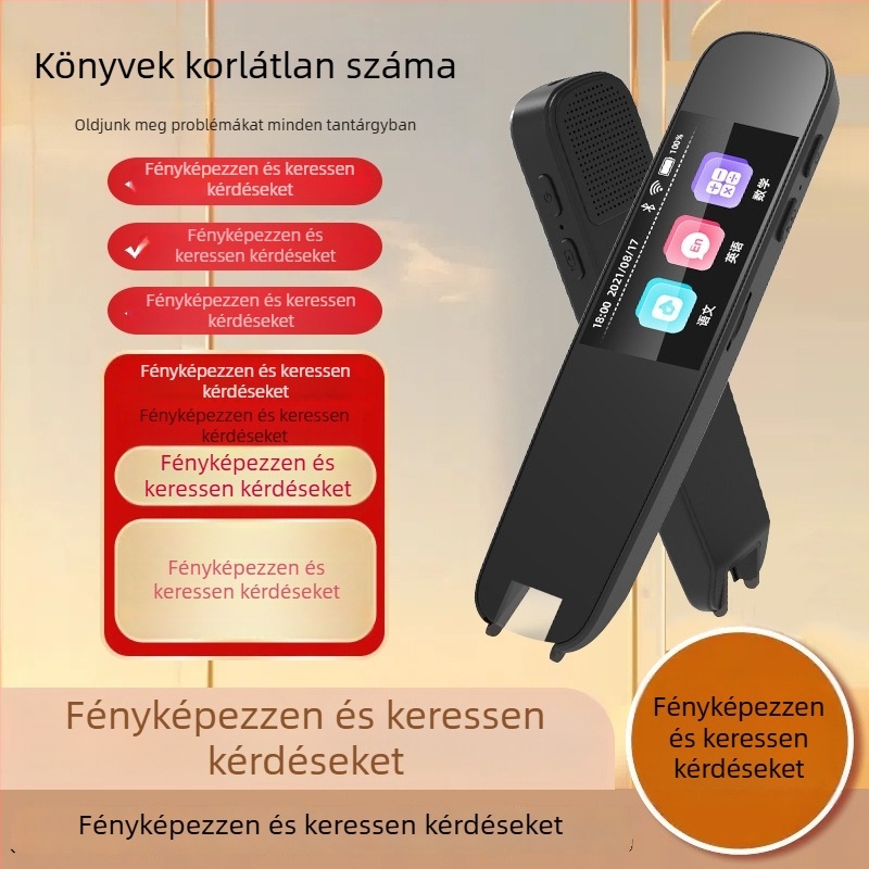 Okos olvasó toll A12 – offline szkennelés és fordítás, olvasási szótár, 5V, újratölthető lítium akkumulátor, műanyag kivitel