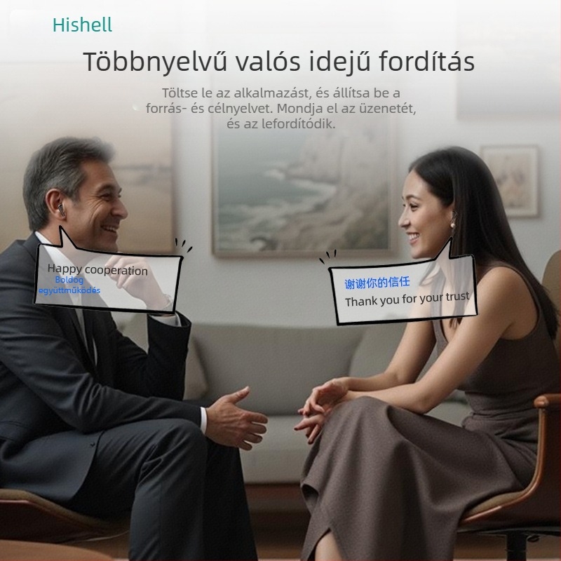 Max80 fordítófülhallgató olasz nyelvre — Bluetooth, 10 m hatótáv, érintéses vezérlés, PC+ABS anyag, audió- és videófordítás, kétirányú hangfordítás, fényképfordítás, értekezlet rögzítése