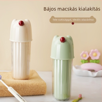 Három az egyben utazó mosópohár, hordozható fogkefés pohár, kétszintes tároló, műanyag, logó nyomtatás, testreszabás, licencelhető magáncímke