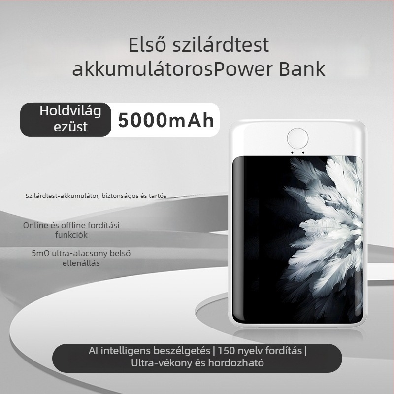 Power Bank fél-szilárd akkumulátorral és AI fordítóval, 5000mAh, PD 3.0, 20W gyorstöltés, Modell C3