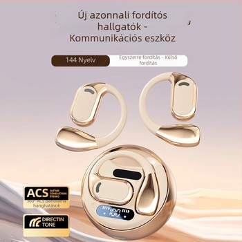Fordító headset valós idejű értelmezéshez – hangalapú és videóhívás fordítás, többnyelvű fordítás, zajcsökkentés (Bluetooth • 5 m vezeték nélküli távolság • Android • működésmód: gomb + érintőképernyő • modell M76)