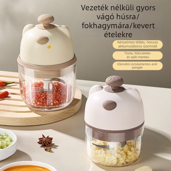 Elektrikus fokhagyma sajtoló és daráló – többfunkciós konyhai eszköz, 220W, 3.7-4.2V, anyagok PP/ABS/Szilikon/Üveg/Rozsdamentes acél