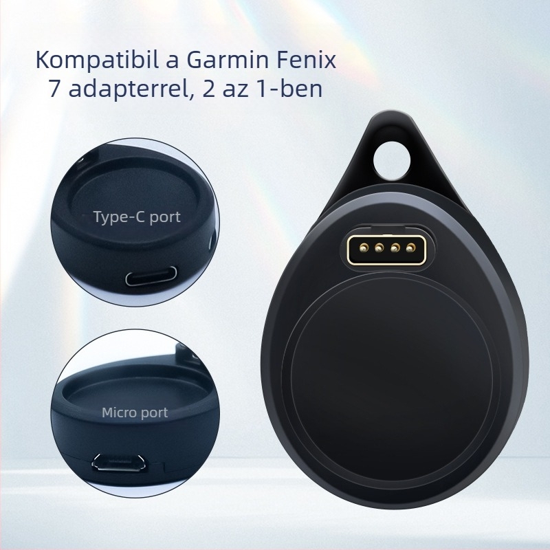 Garmin Fenix 7/7X/7S töltőbázis-adapter USB interfésszel, 2-az-1-ben töltőkábel, modell Hs0515