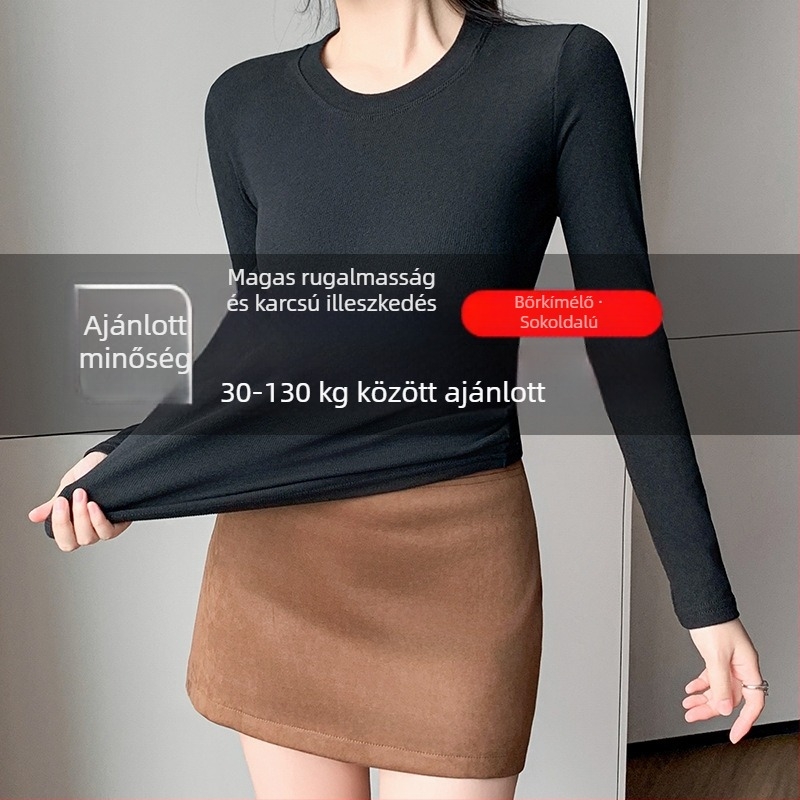 Női modal hosszú ujjú felső, karcsúsított szabás, kerek nyakú, 70–80% modal rost, 2025 tavasz