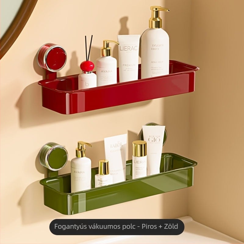 imega Fali fürdőszobai tároló vákuumos rögzítésű – 1 szint, fényes felület, teherbírás 1-5 kg