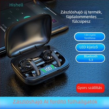 Intelligens Bluetooth fordító fülhallgató, valós idejű többnyelvű fordítás, utazásokhoz hordozható fordító, hosszú akkumulátoros üzemidő