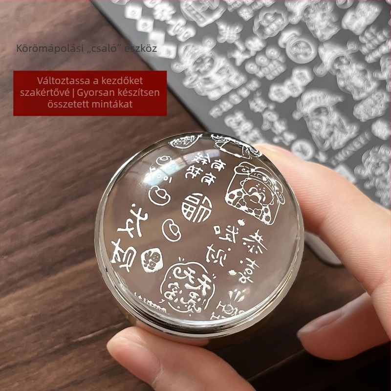 Körömdíszítő stamping lemez hátlapos kivitelben, Bőség Istene motívummal, átviteli lemez körmöknek