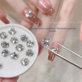 Limitpretty Körömdísz rhinestone gömbökkel – ötvözet és strasszok, virágos minta, Flash/Minimalist/Ins stílus