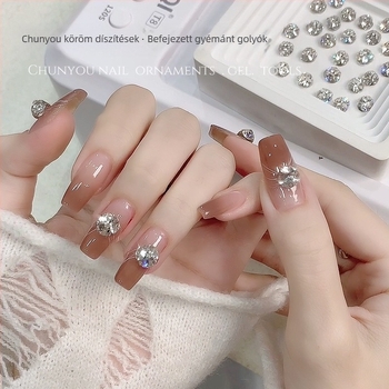 Limitpretty Körömdísz rhinestone gömbökkel – ötvözet és strasszok, virágos minta, Flash/Minimalist/Ins stílus