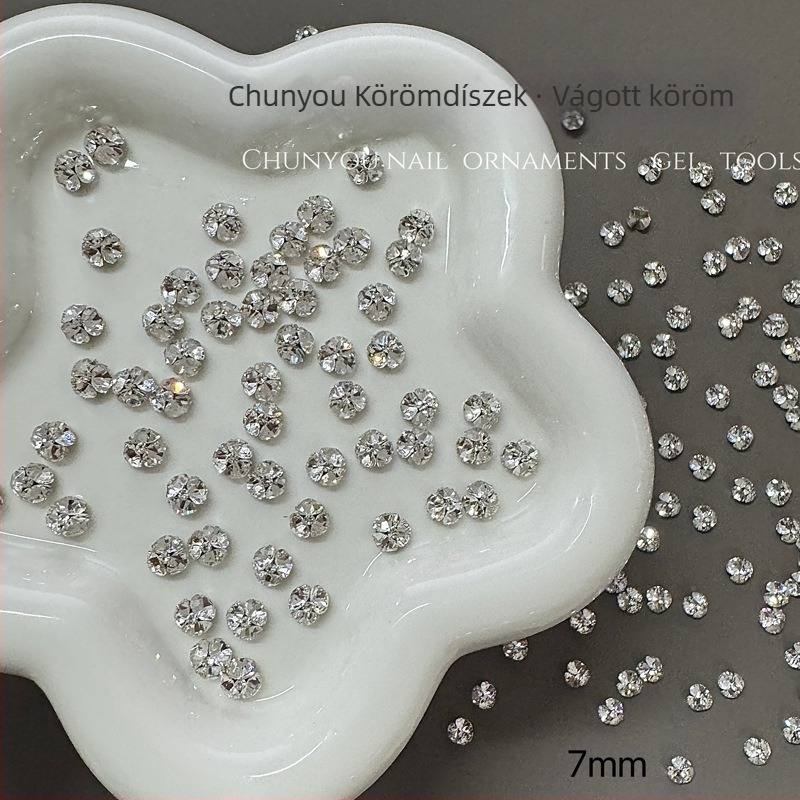 Limitpretty Körömdísz rhinestone gömbökkel – ötvözet és strasszok, virágos minta, Flash/Minimalist/Ins stílus