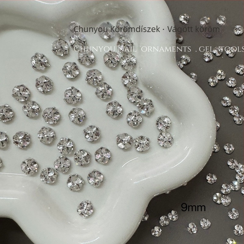 Limitpretty Körömdísz rhinestone gömbökkel – ötvözet és strasszok, virágos minta, Flash/Minimalist/Ins stílus