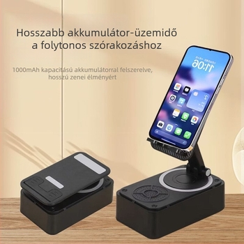 360°-os forgó telefonállvány Bluetooth hangszóróval, beépített 1200–2000 mAh-s akkumulátor, 5W kimenet, porálló kivitel