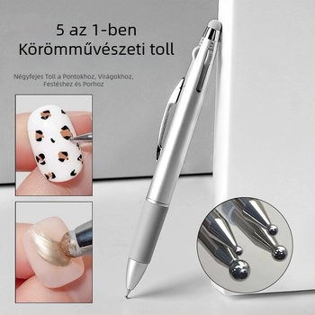Öt az egyben nyomógombos pöttyös körömdíszítő toll, többfejes