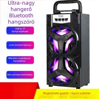 Vezeték nélküli Bluetooth hangszóró, hordozható kültéri használatra, TF-kártya slot, mini mélynyomó, mikrofon, erősített basszus