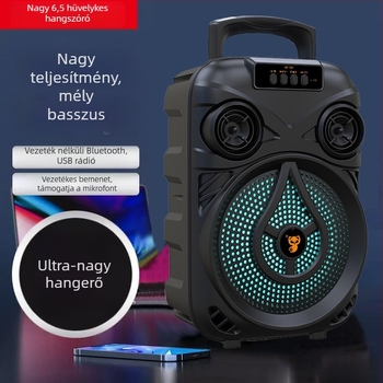 Könnyen hordozható Bluetooth hangszóró kültéri használatra, két hangszóróval, Bluetooth 5.0, 40 Hz–20 kHz frekvenciatartomány, SNR ≥75 dB, beépített akkumulátor