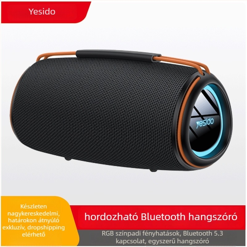 Yesido Bluetooth hangsugó – hordozható külső karaoké hangszóró, Bluetooth 5.3, 30W, beépített 1000–1200 mAh akkumulátor, 20Hz–20kHz frekvenciatartomány, IPX1 vízállóság