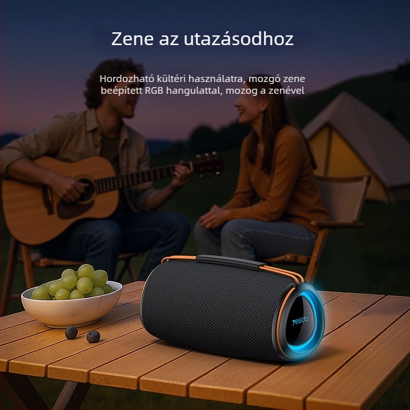 Yesido Bluetooth hangsugó – hordozható külső karaoké hangszóró, Bluetooth 5.3, 30W, beépített 1000–1200 mAh akkumulátor, 20Hz–20kHz frekvenciatartomány, IPX1 vízállóság